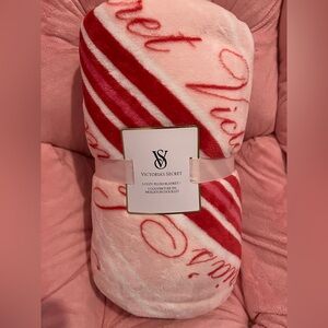 Victoria's Secret Pink and Red Plush Blanket